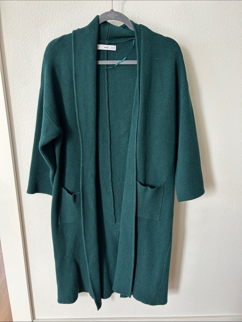 Mango Forest Green Open-Front Pocket Cardigan